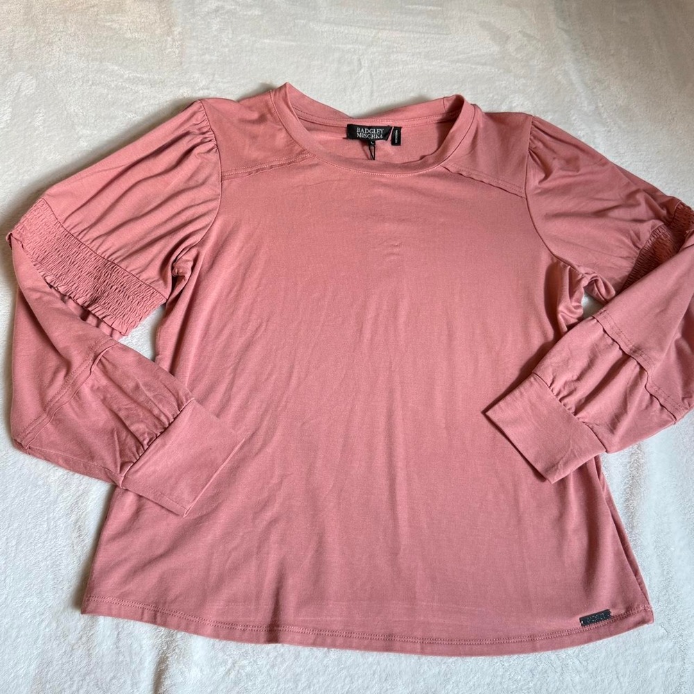 Badgley Mischka Pink Puff Long Sleeve Women's L NWT